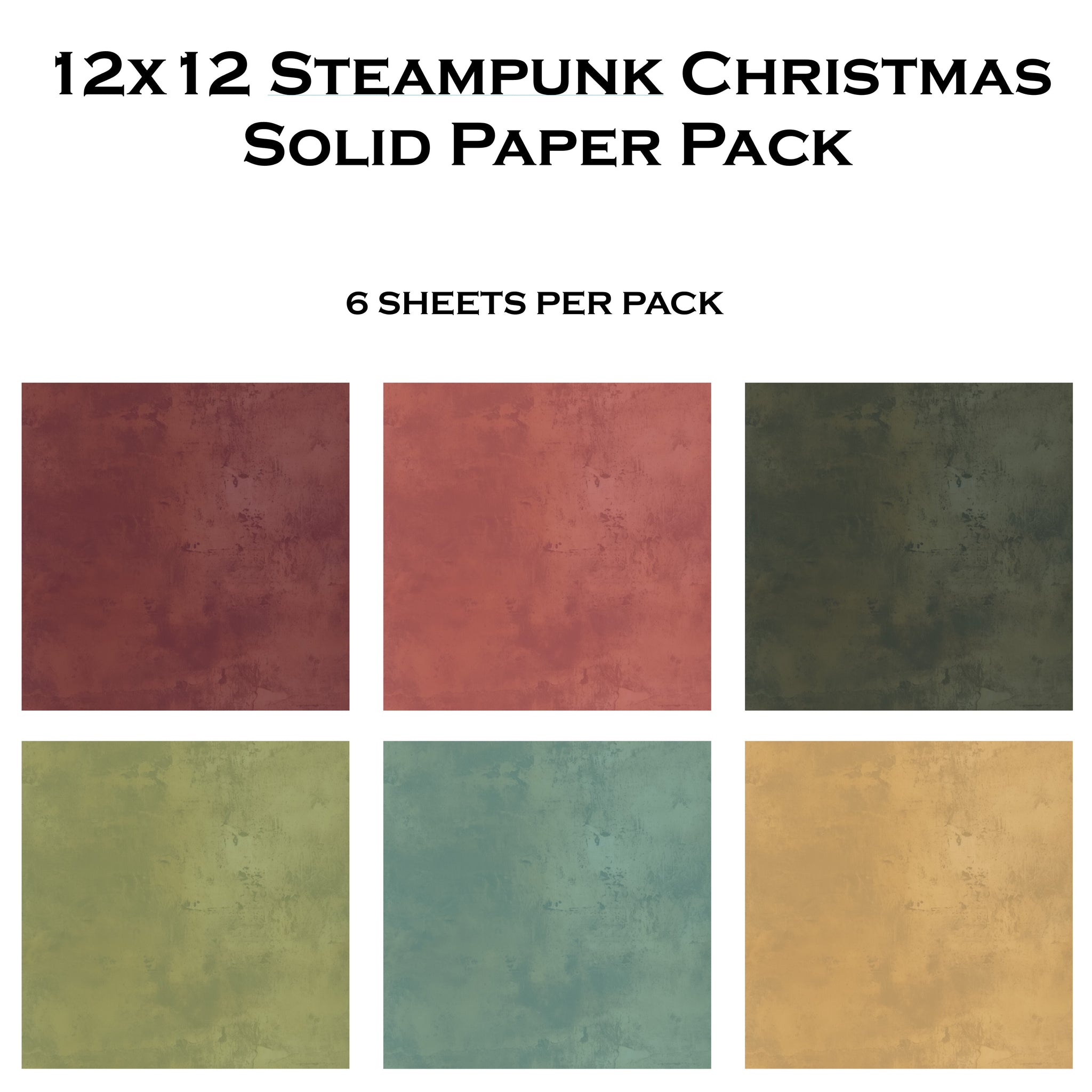 Steampunk Christmas 12x12 Solid Paper Pack