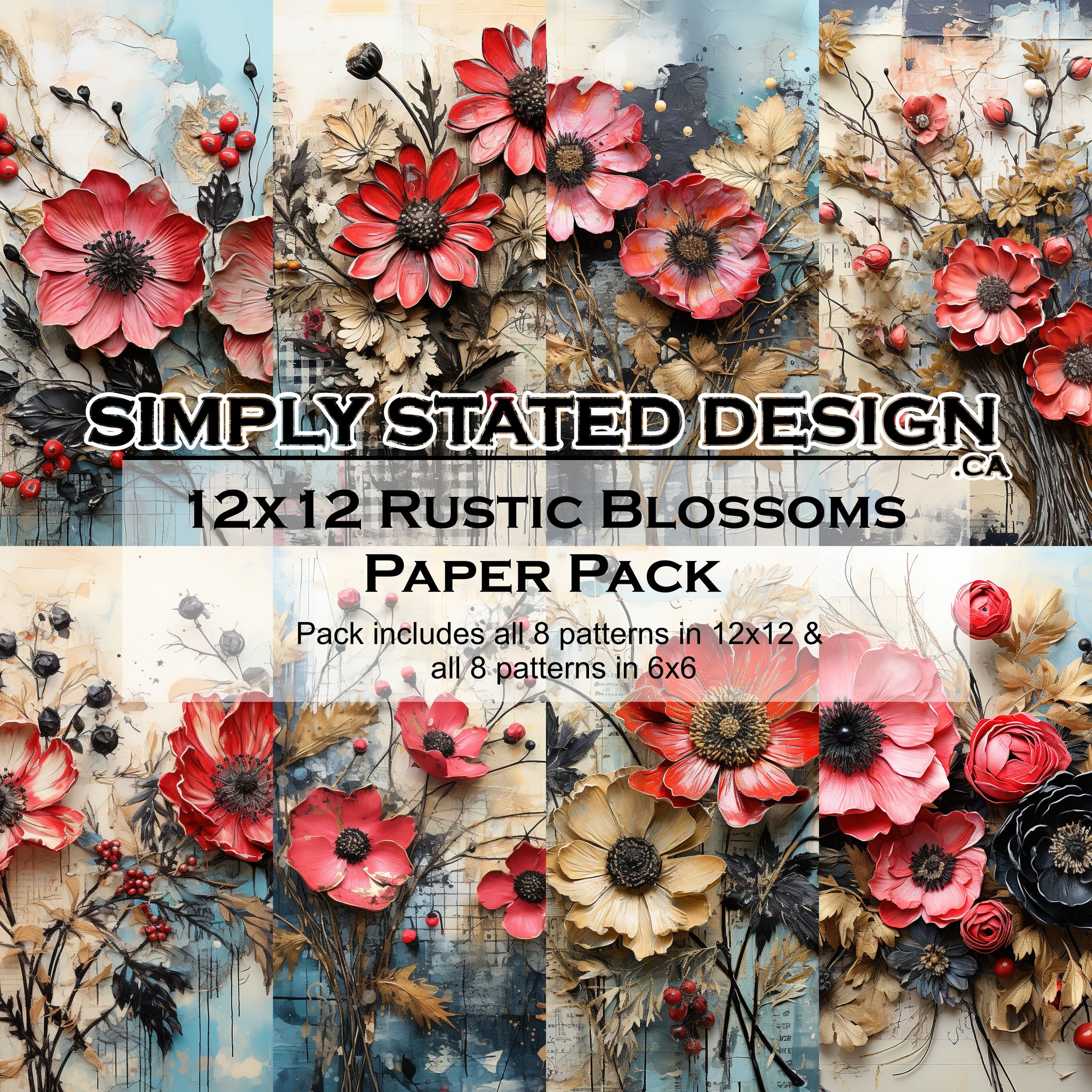Rustic Blossoms 12x12 Paper Pack