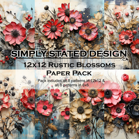Rustic Blossoms 12x12 Paper Pack