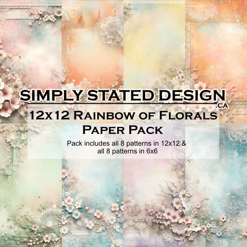Rainbow Florals 12x12 Paper Pack