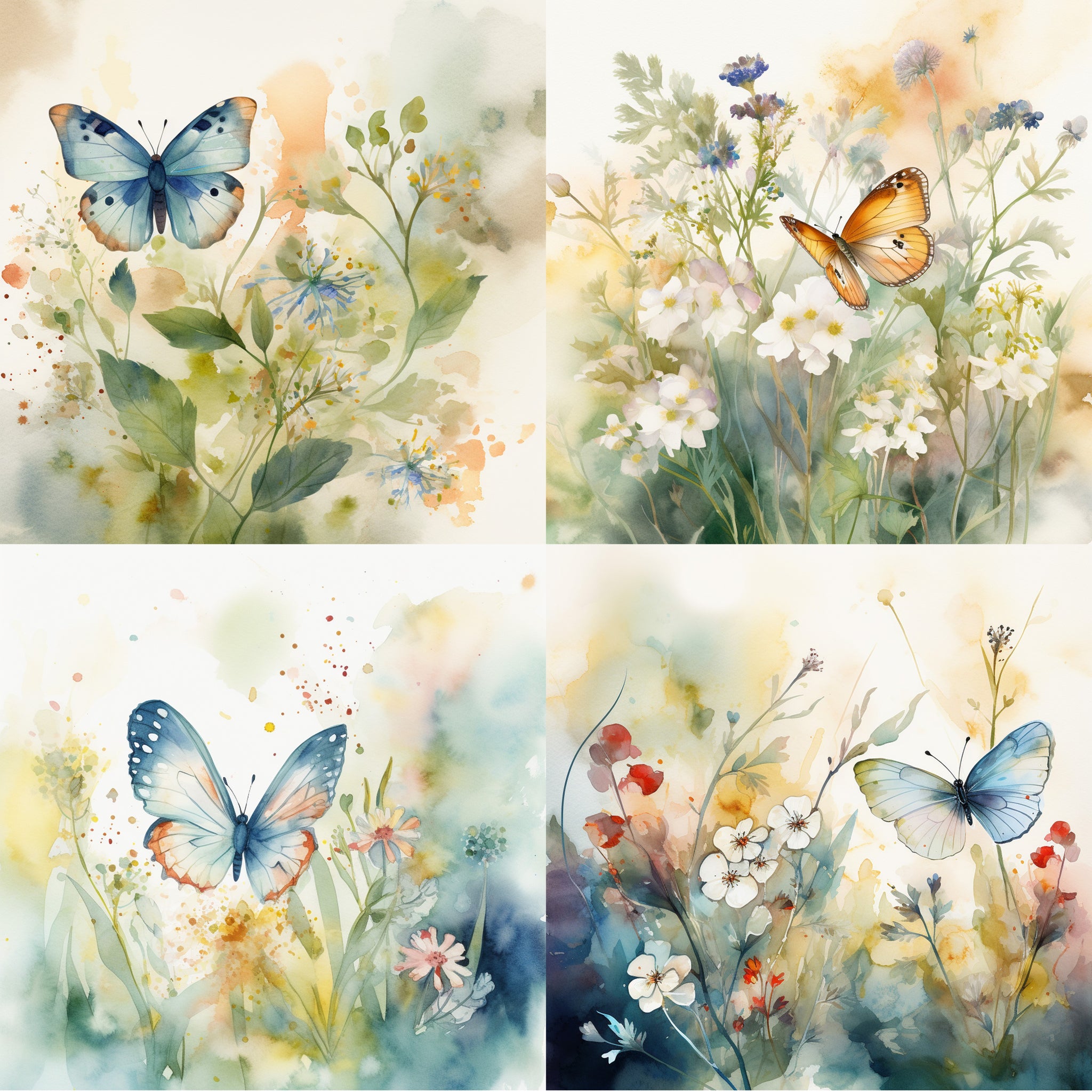 Watercolor Butterflies Paper 9