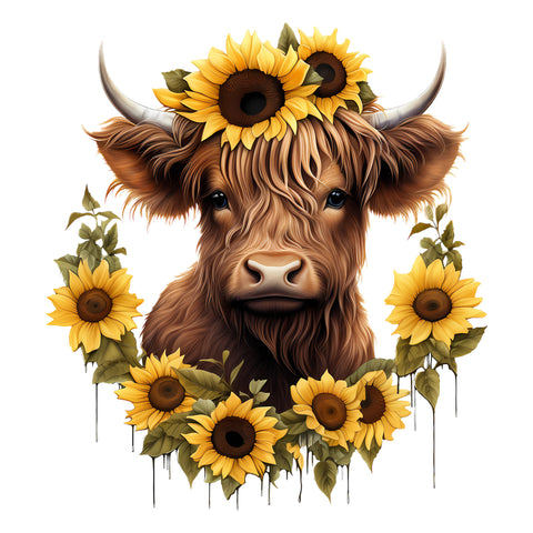 Autumn Highland Cow 12x12 Die Cut Wreath