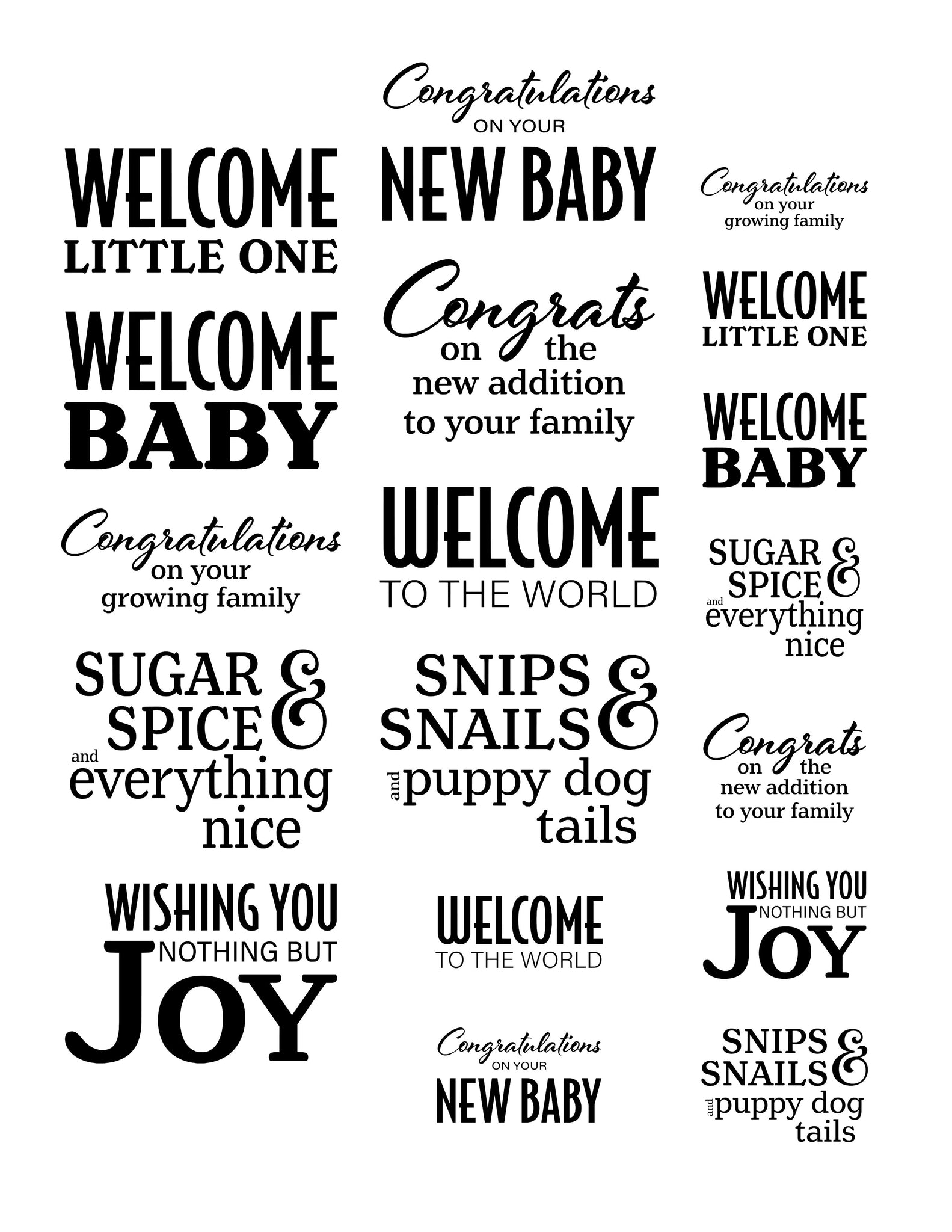 Baby Sentiments Ephemera Pack