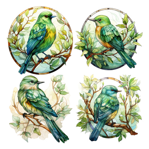 Birds in Stained Glass XL Ephemera Pack