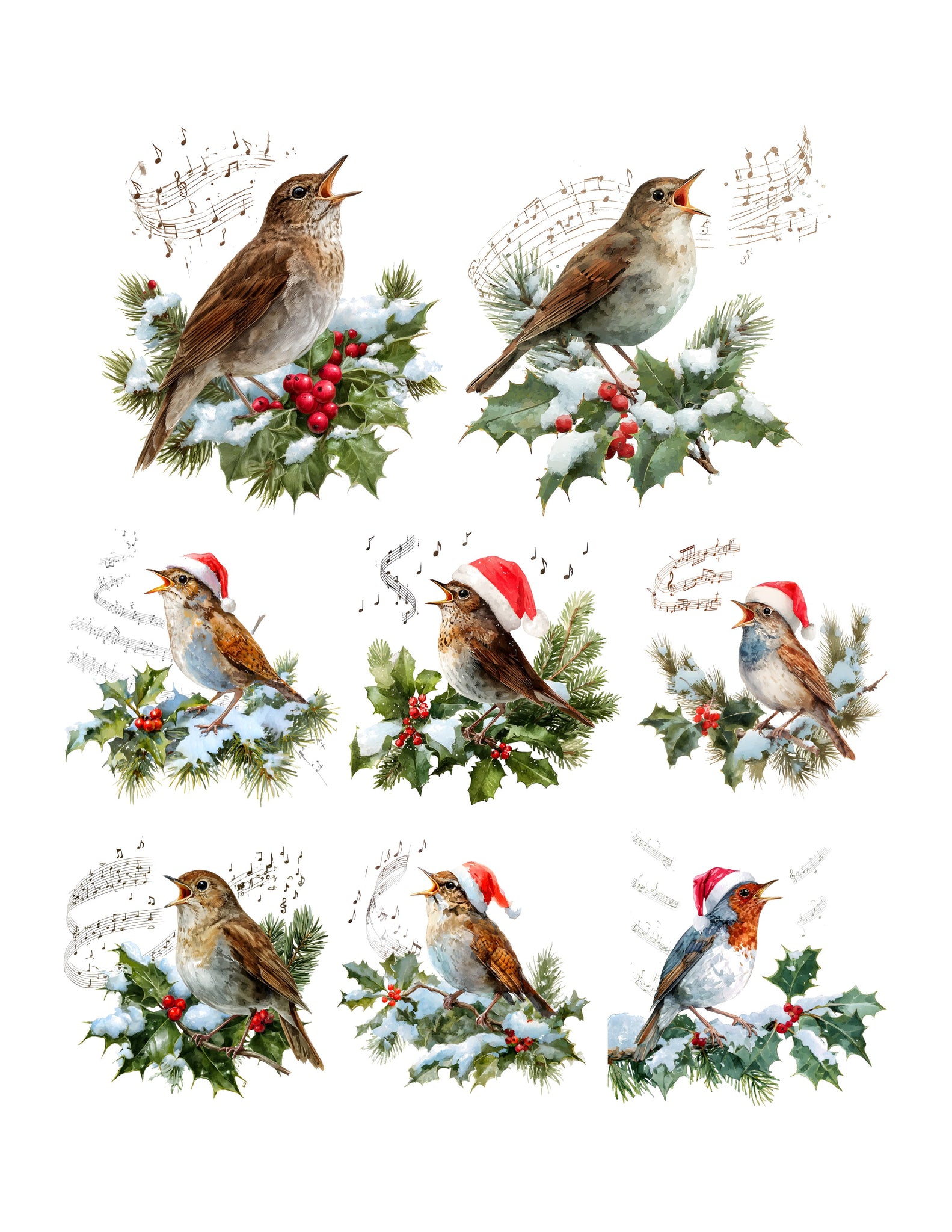 Christmas Music Birds Ephemera