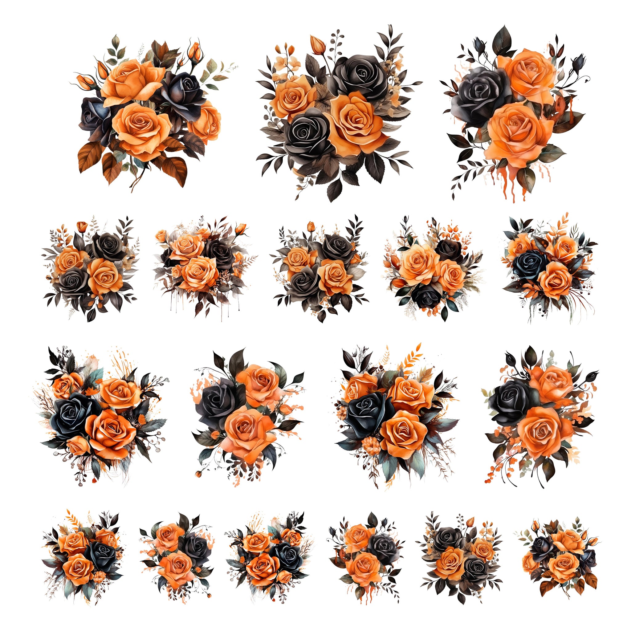 Black and Orange Florals Ephemera
