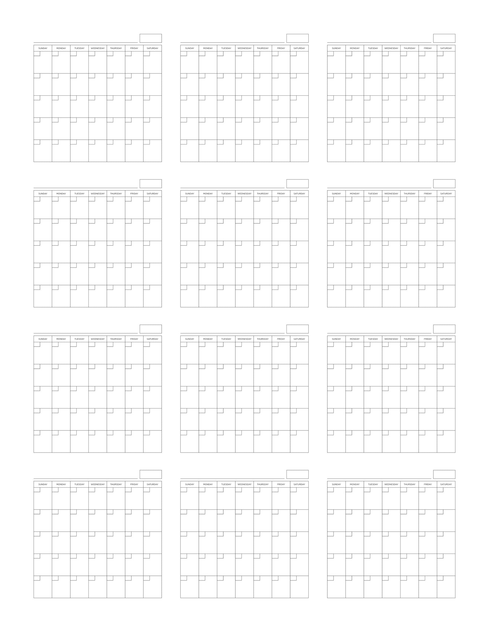 5x5 Blank Calendar Ephemera Pack