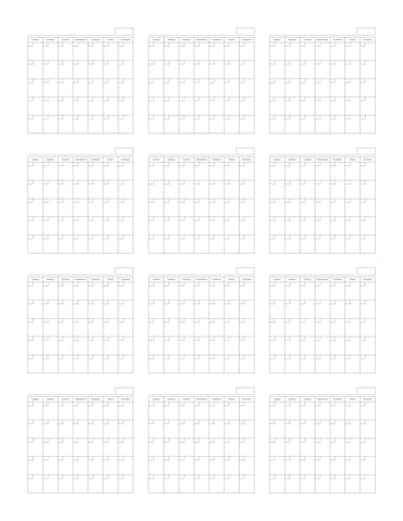 5x5 Blank Calendar Ephemera Pack