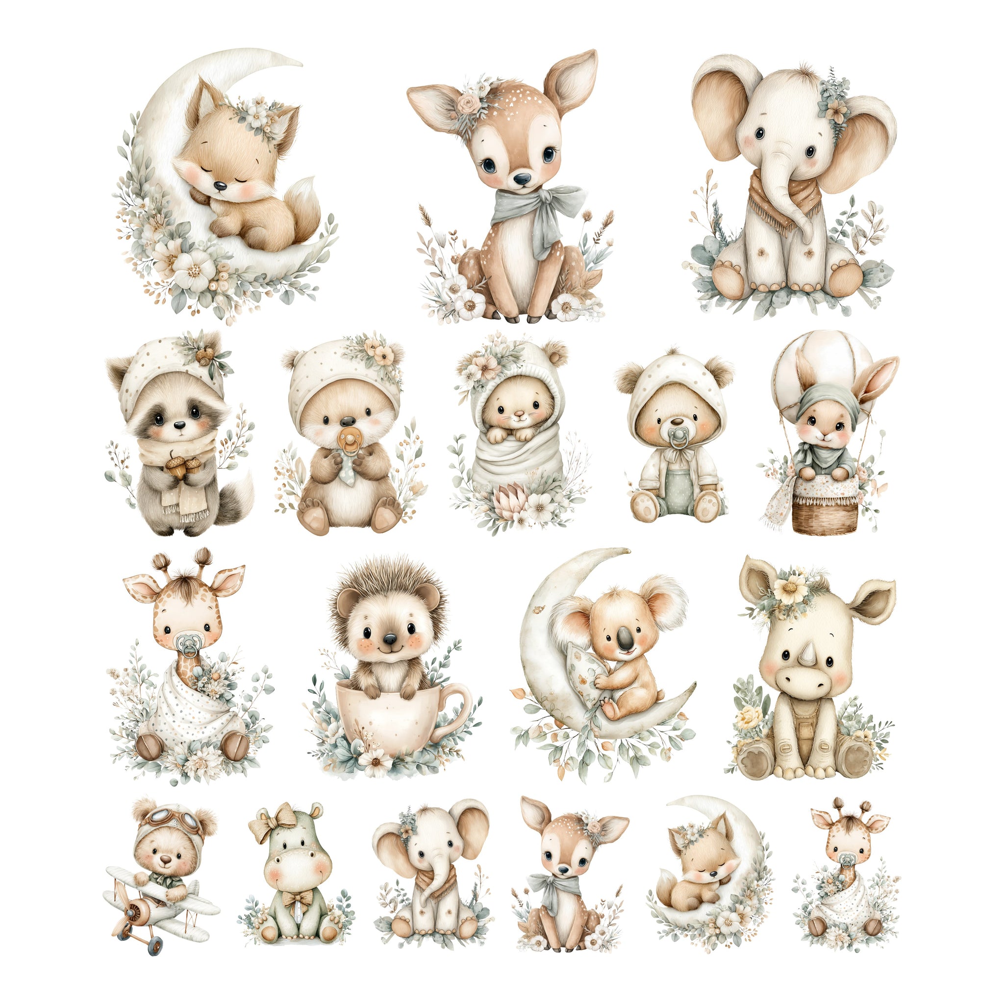 Boho Baby Critters Ephemera