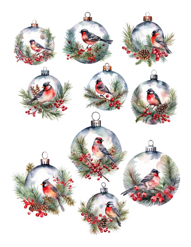 Cardinal Ornaments Snow Globes Ephemera Pack