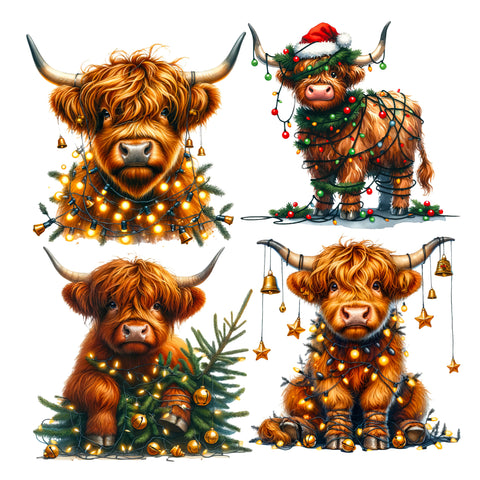 Christmas Highland Cows XL Ephemera Pack