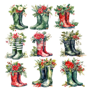 Christmas Rainboots Ephemera Pack