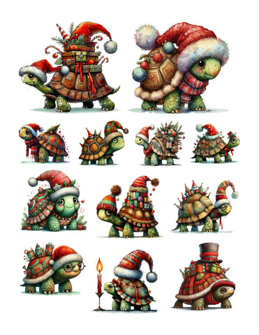 Christmas Turtles Ephemera Pack