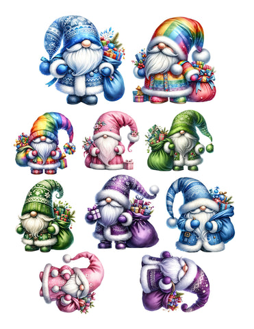 Colorful Christmas Gnomes Ephemera