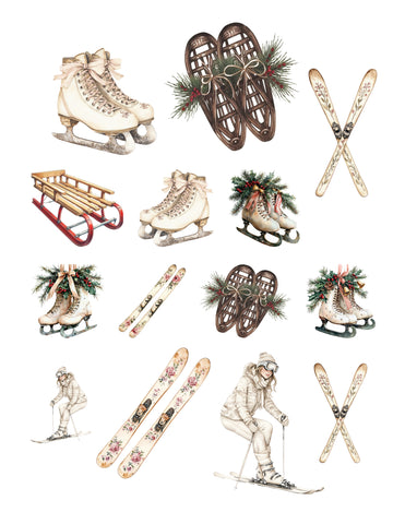 Altered Cute Winter Sports Ephemera