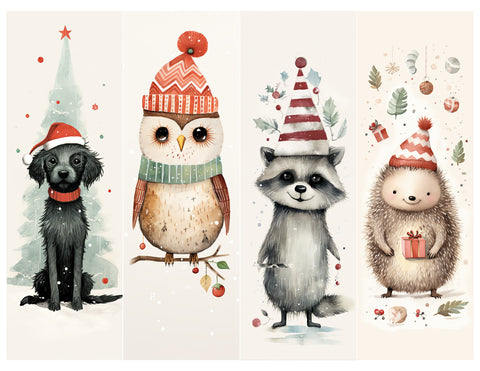 Cute Christmas Animals Bookmark Sheet