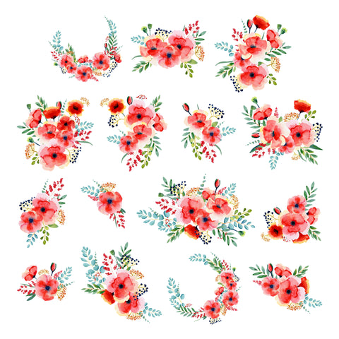 Watercolor Poppies Ephemera