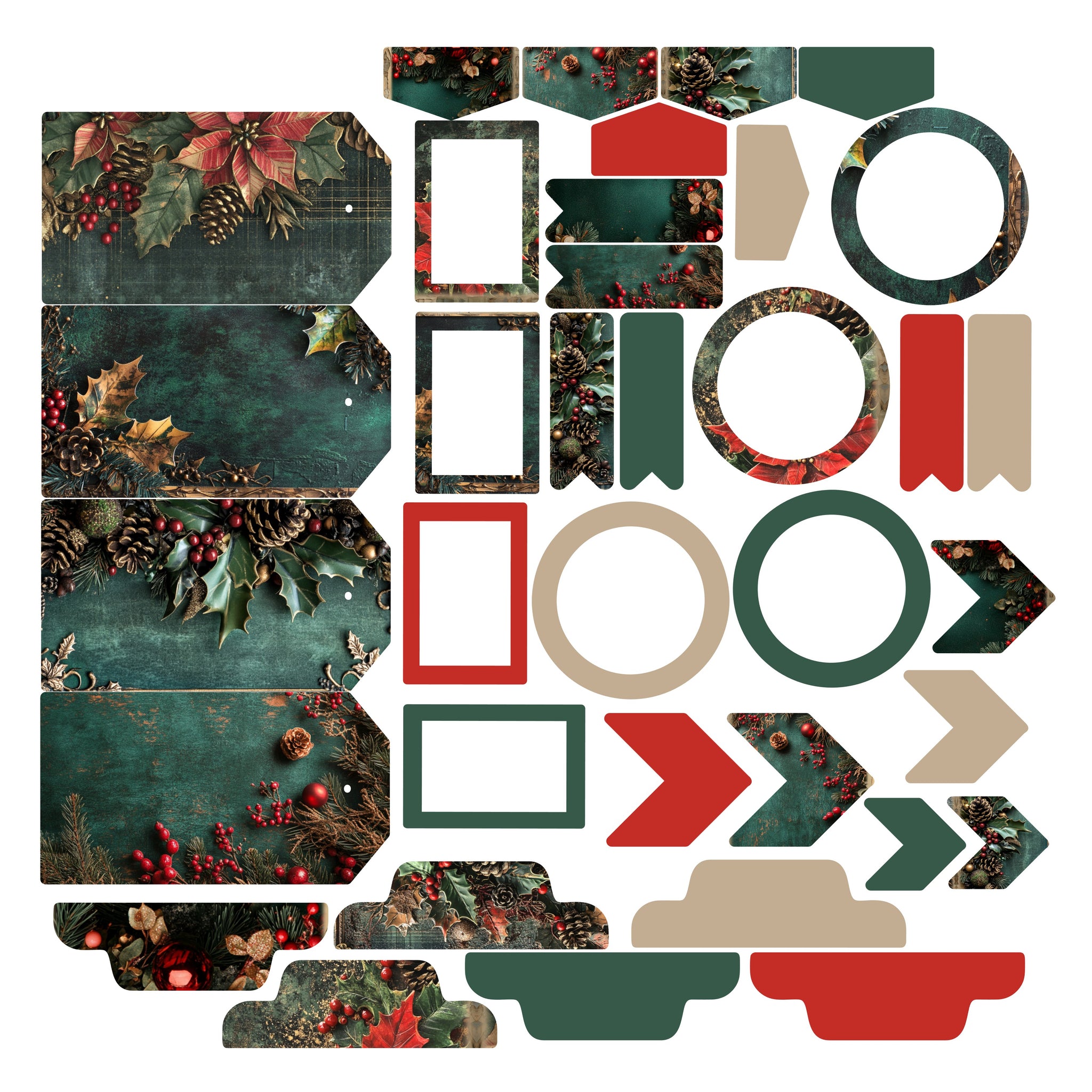 Dark Green Christmas Essentials Ephemera