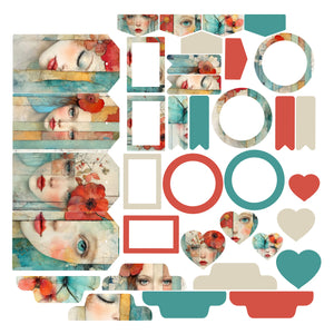 Aqua Bloom Portraits Essentials Ephemera