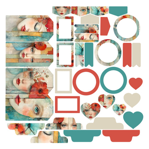 Aqua Bloom Portraits Essentials Ephemera