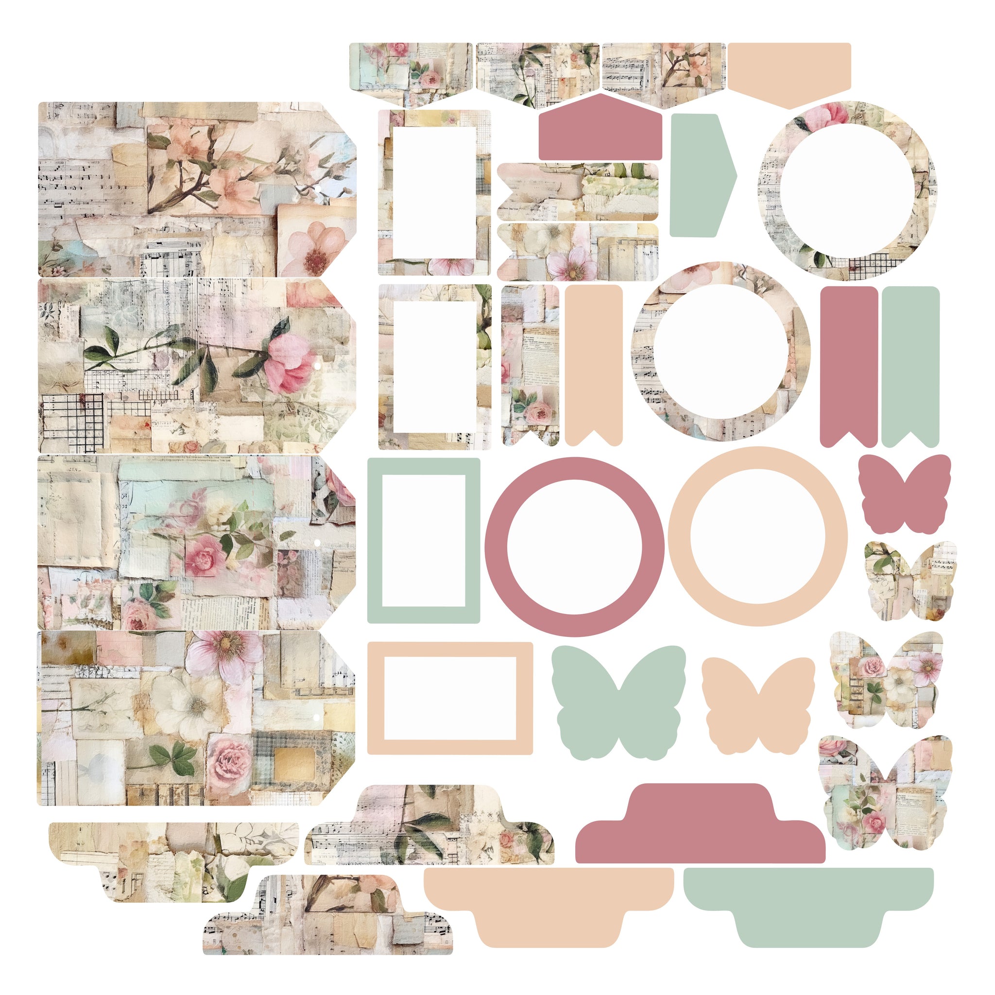 Vintage Pastel Collage Essentials Ephemera