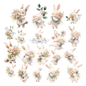 Spring Tea Party Floral Bunnies Ephemera