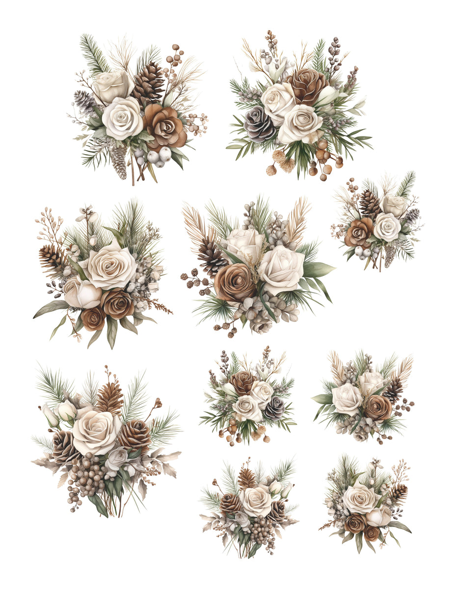 Christmas Village Floral Ephemera simplystateddesign