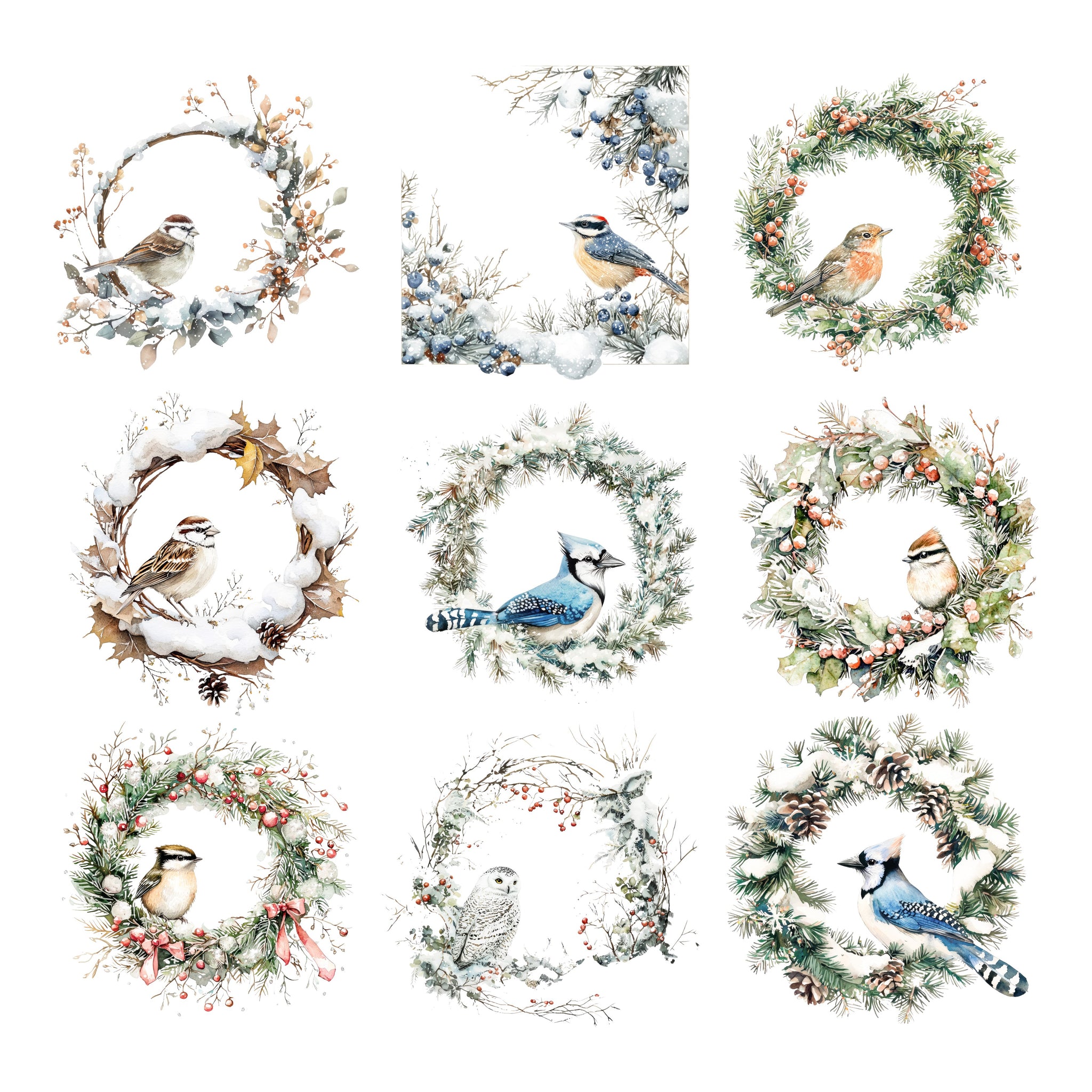 Winter Birds Frames Ephemera