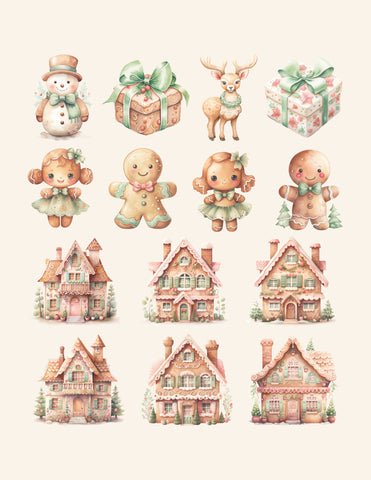 Cotton Candy Christmas Gingerbread Ephemera