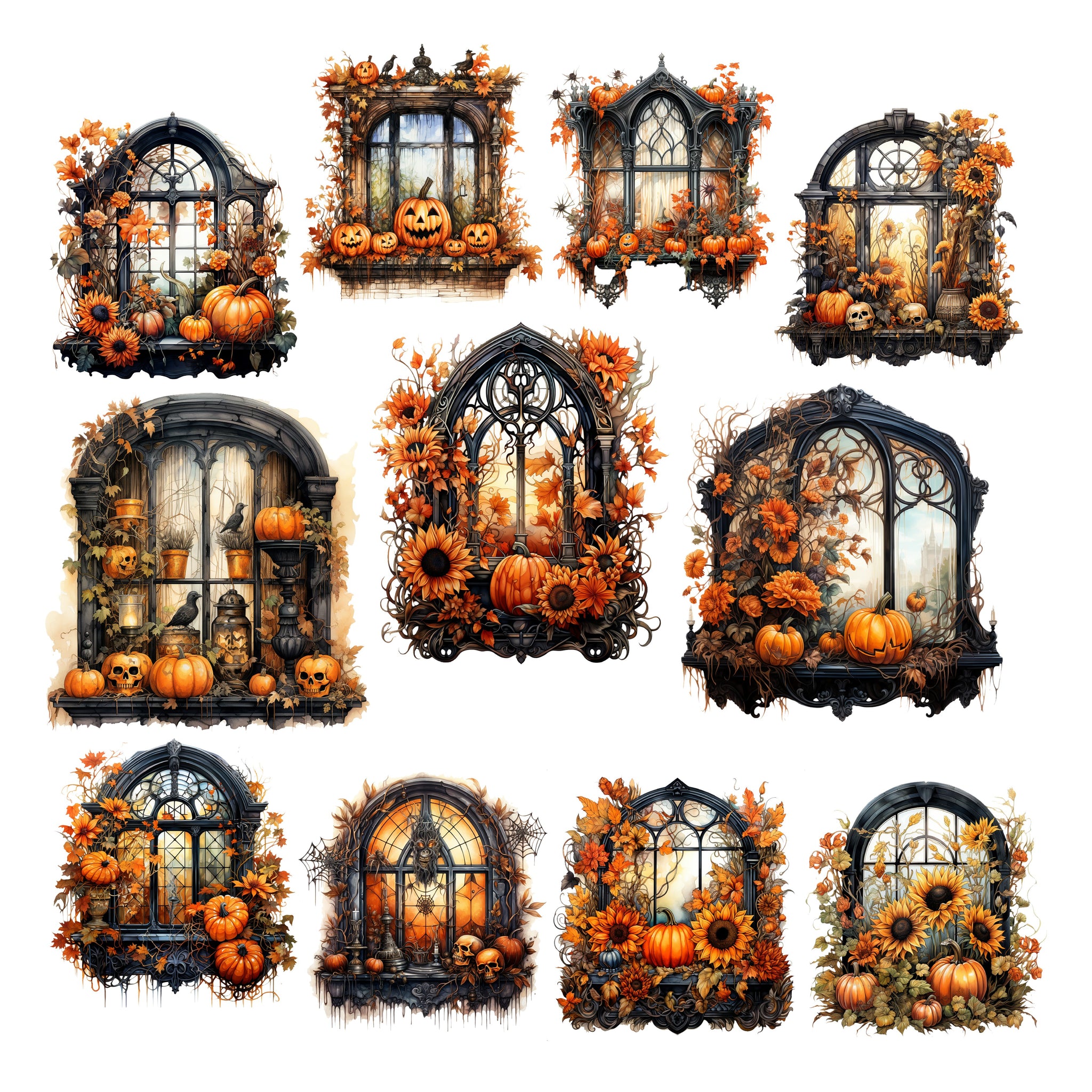 Spooky Window Scenes Ephemera Pack