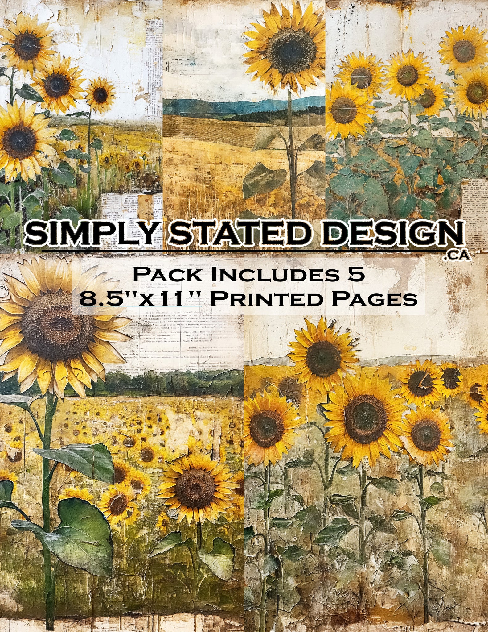 Rustic Sunflowers 8.5 x 11 Paper Pack