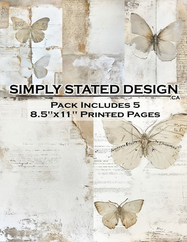 Neutral Butterflies 8.5 x 11 Paper Pack