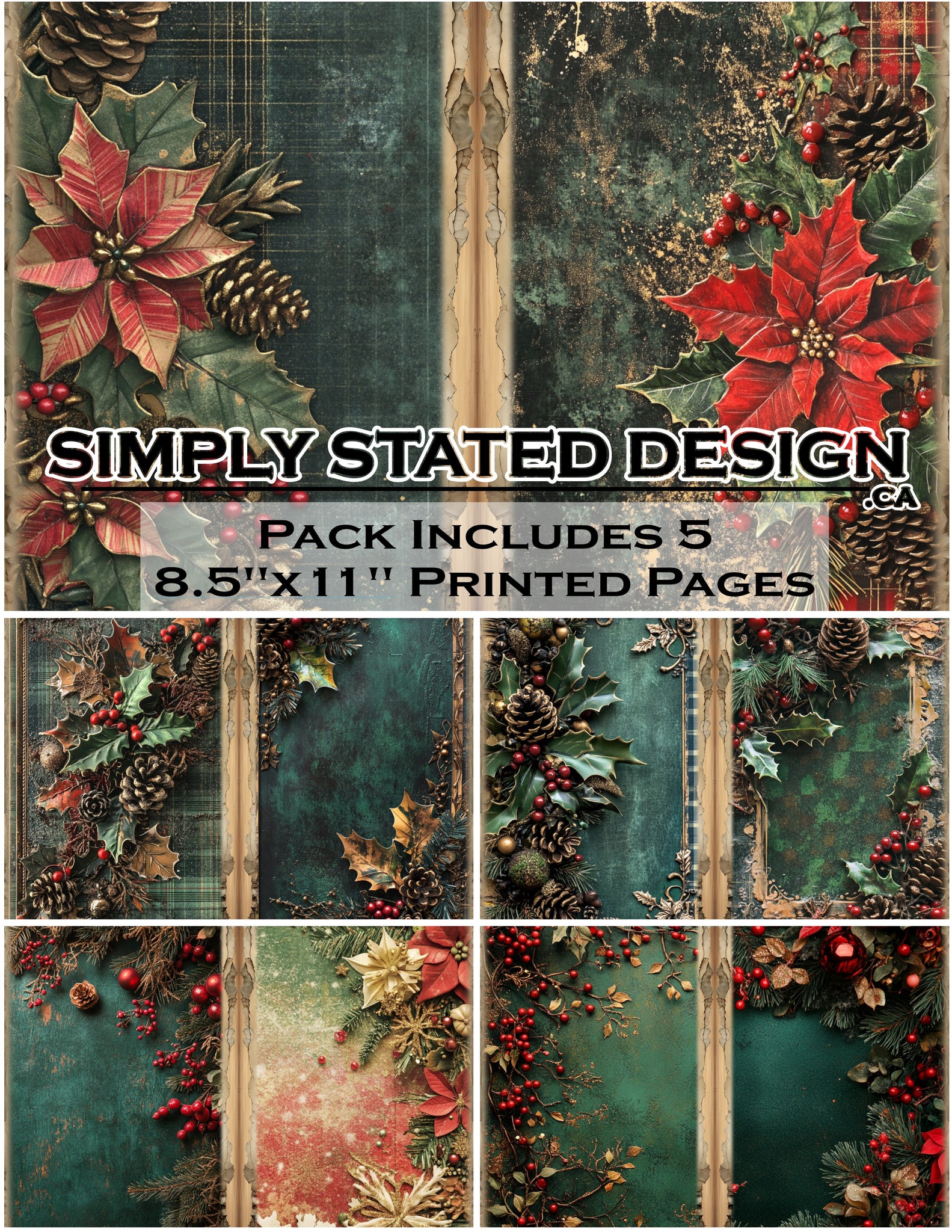 Dark Green Christmas 8.5 x 11 Paper Pack