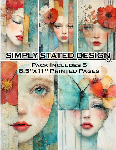 Aqua Bloom Portraits  8.5 x 11 Paper Pack