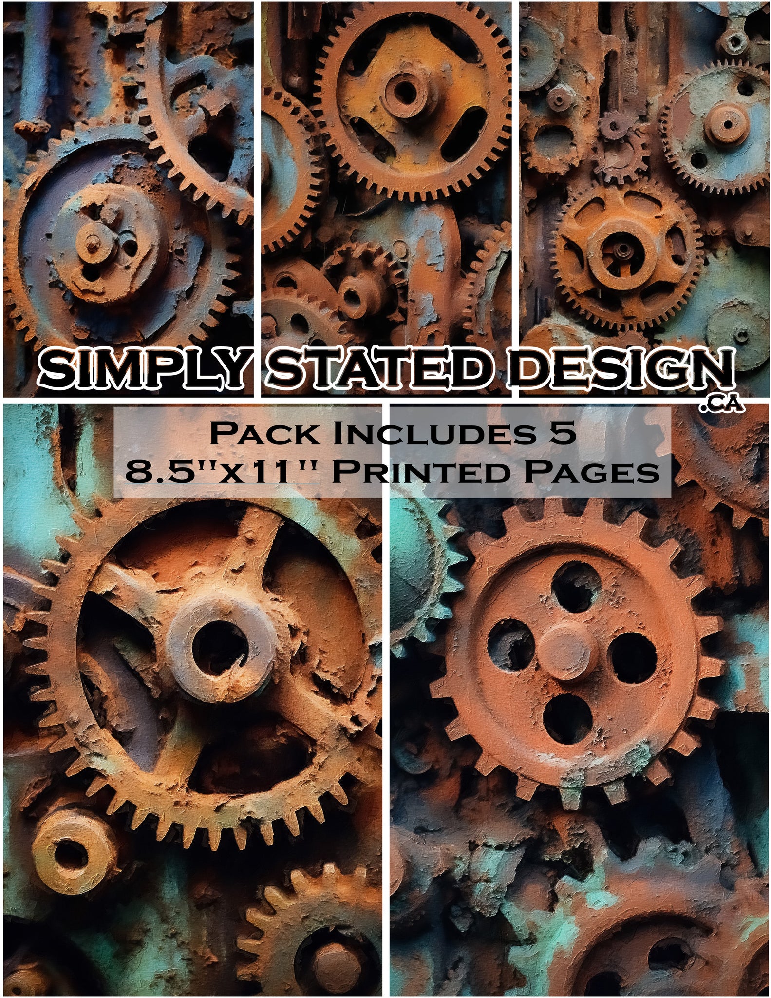 Rusty Cogwheels 8.5 x 11 Paper Pack