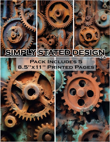 Rusty Cogwheels 8.5 x 11 Paper Pack