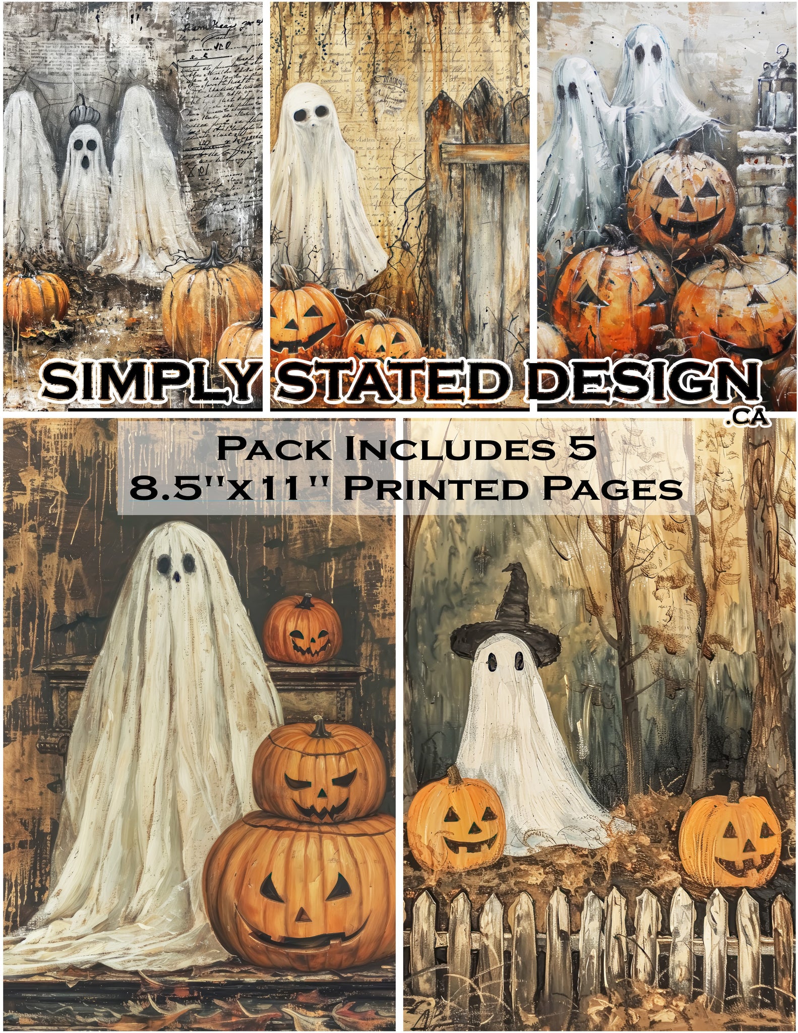 Vintage Halloween Ghosts 8.5 x 11 Paper Pack