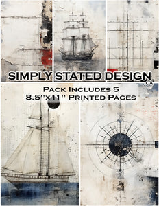 Vintage Nautical 8.5 x 11 Paper Pack