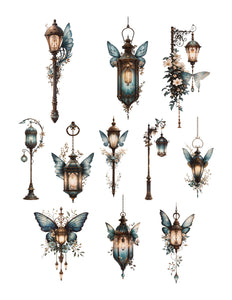 Shades Of Teal Lanterns Ephemera