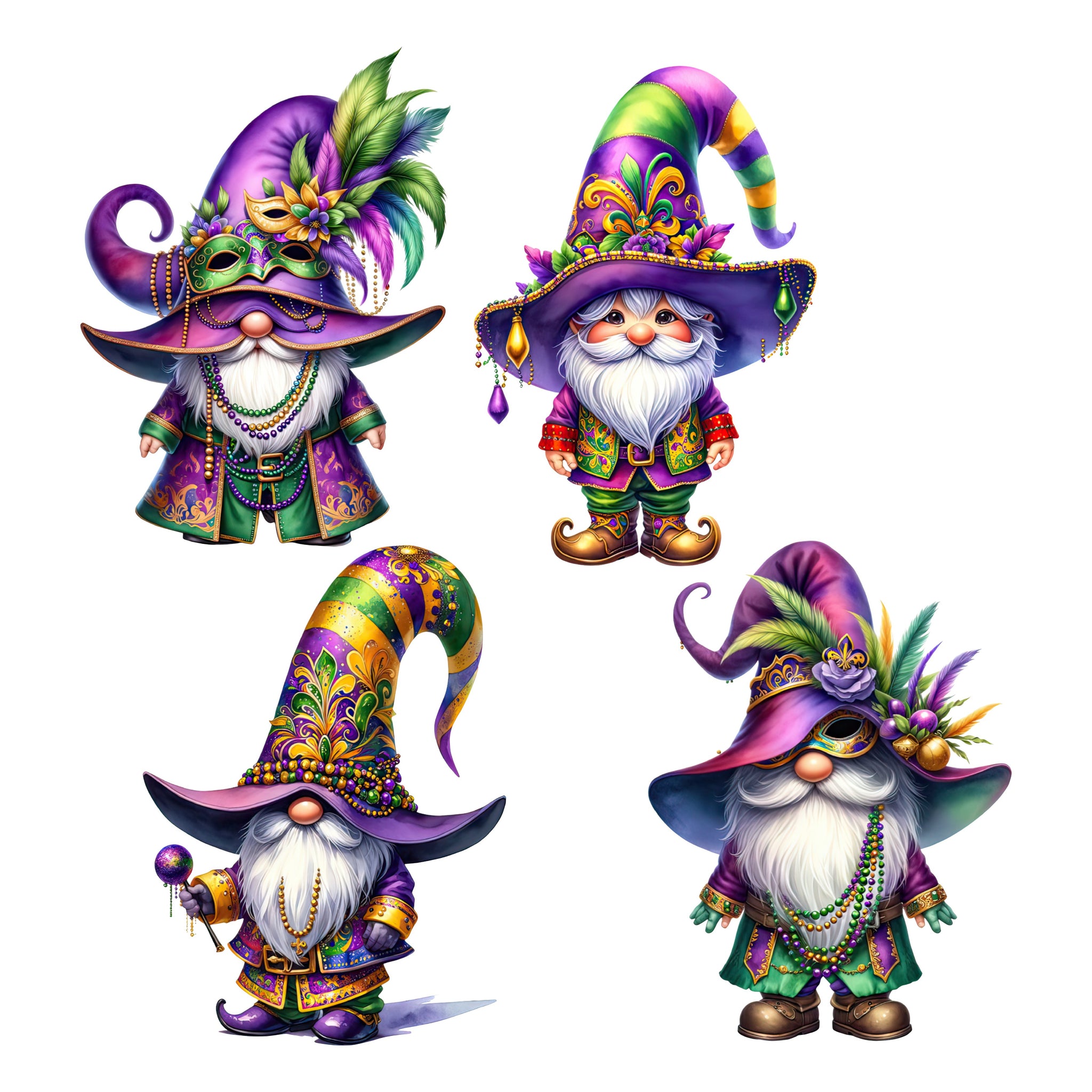 Mardi Gras Gnomes XL Ephemera Pack