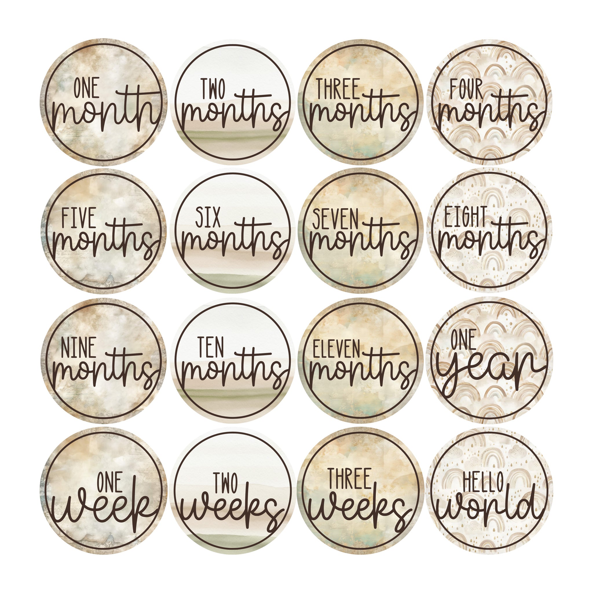 Boho Baby Months Ephemera