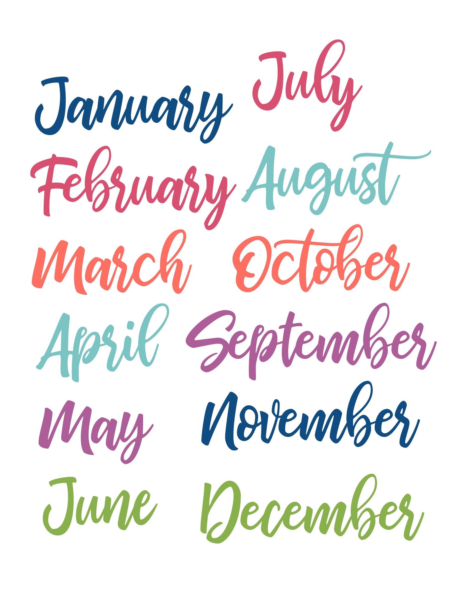 Months of the Year Ephemera