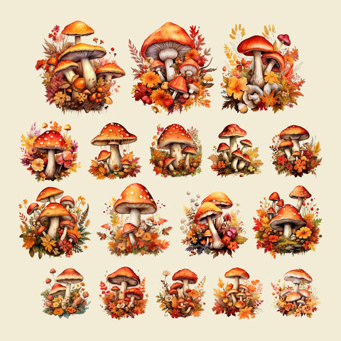 Autumn Splendor Mushrooms Ephemera