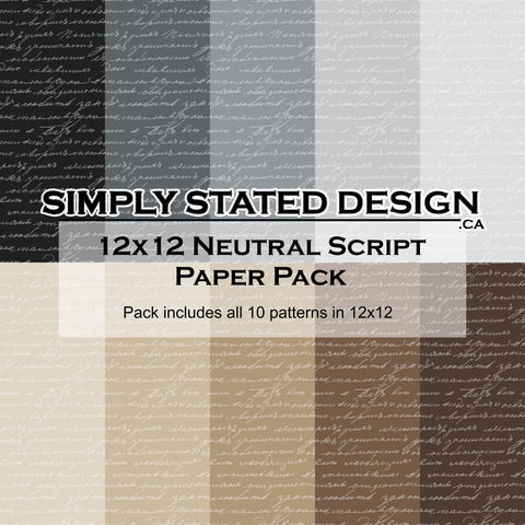 Neutral Script 12x12 Paper Pack