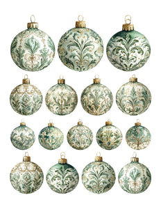 Golden Evergreen Ornaments Ephemera