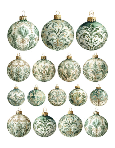 Golden Evergreen Ornaments Ephemera