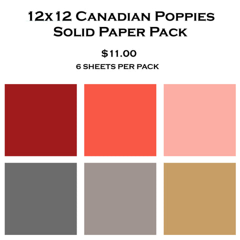 Canadian Poppies 12x12 Solid Paper Pack