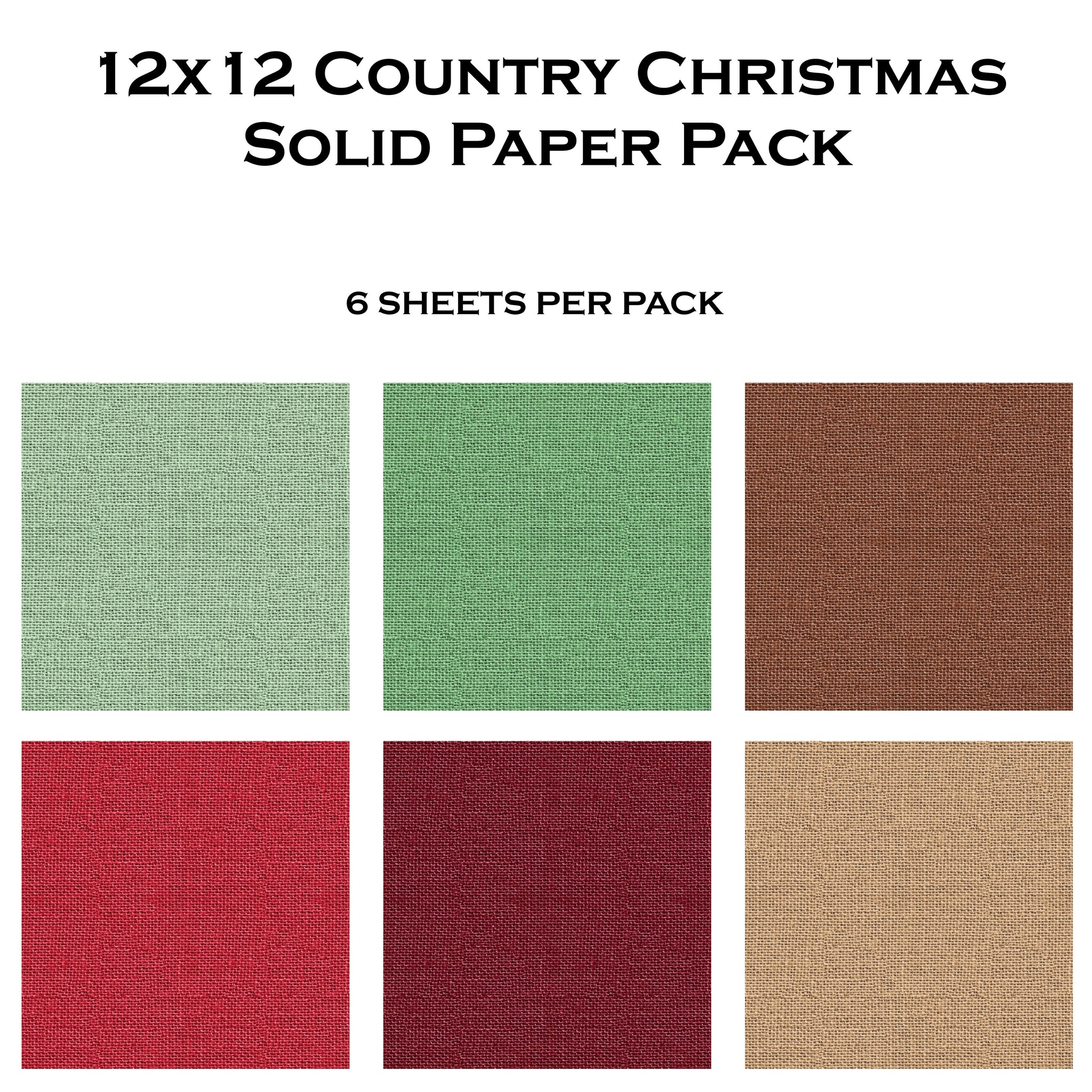 Country Christmas 12x12 Solid Paper Pack