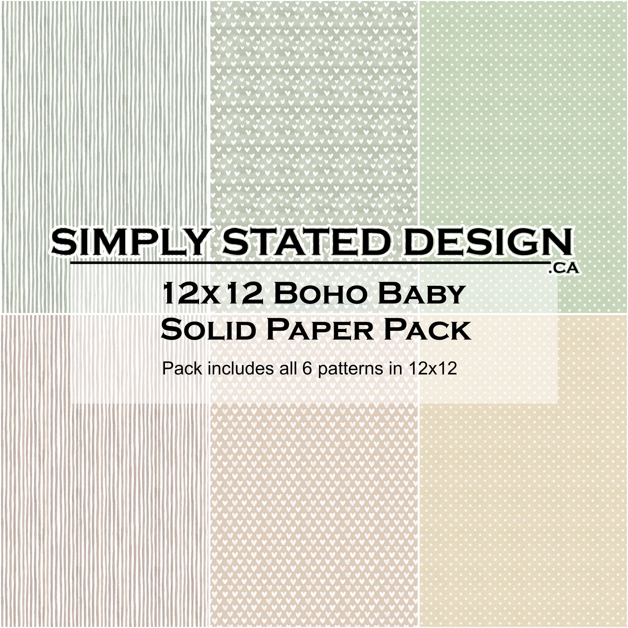 Boho Baby 12x12 Solid Paper Pack