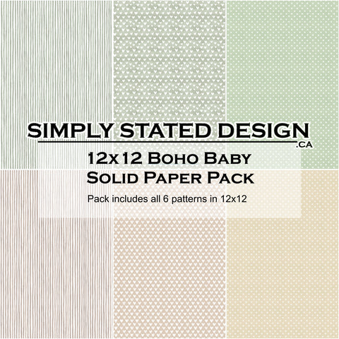 Boho Baby 12x12 Solid Paper Pack